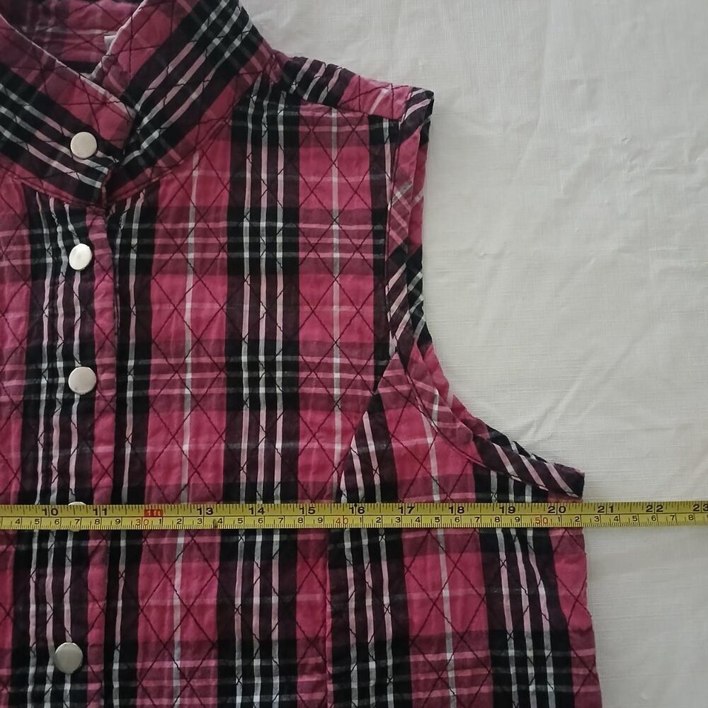 Baxter & Wells 100% Cotton Women's Quilted Plaid Pink Vest Comfy Cute Fun Sz Med - Picture 5 of 8